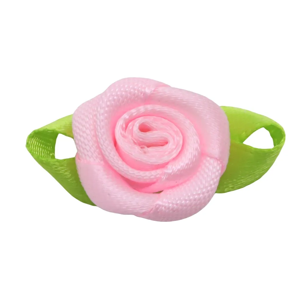 GORGECRAFT 200 Mini Rose In Nastro Di Raso Per Artigianato – 10 Colori Con Foglie Verdi – Fiori Finti Per Decorazioni E Cucito - 5