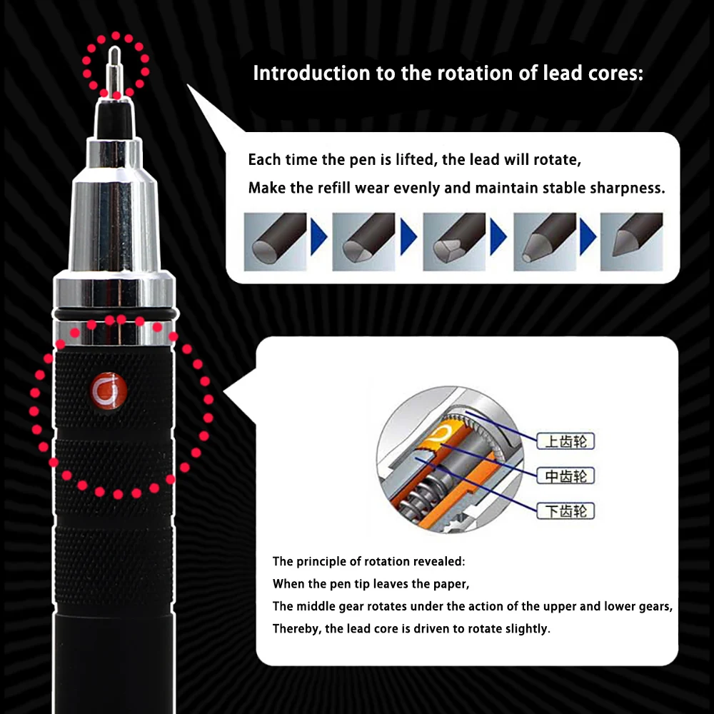 Uni Mechanical Pencil Set M5-1017 Kuru Toga Roulette Model Automatic Lead Spin 0.5mm Office School Supplies Japanese Stationery 3