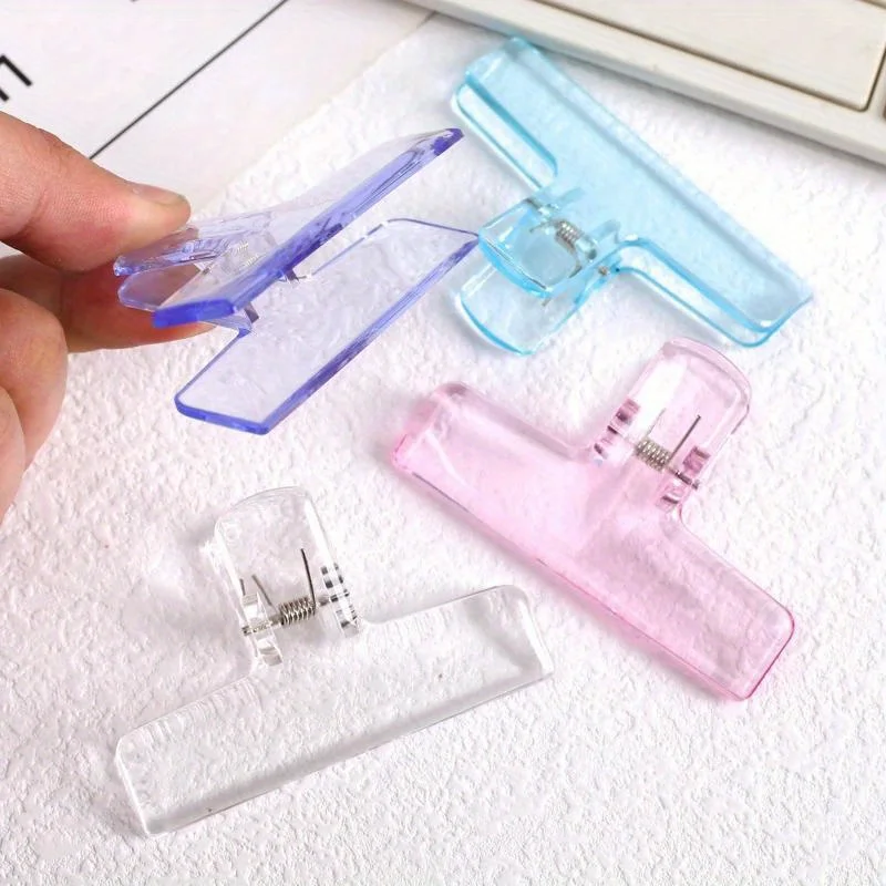 Transparent Binder Clips Paperclips File Documents Tickets Clips Bookmarks Holder Office Binding Supplies 3pcs