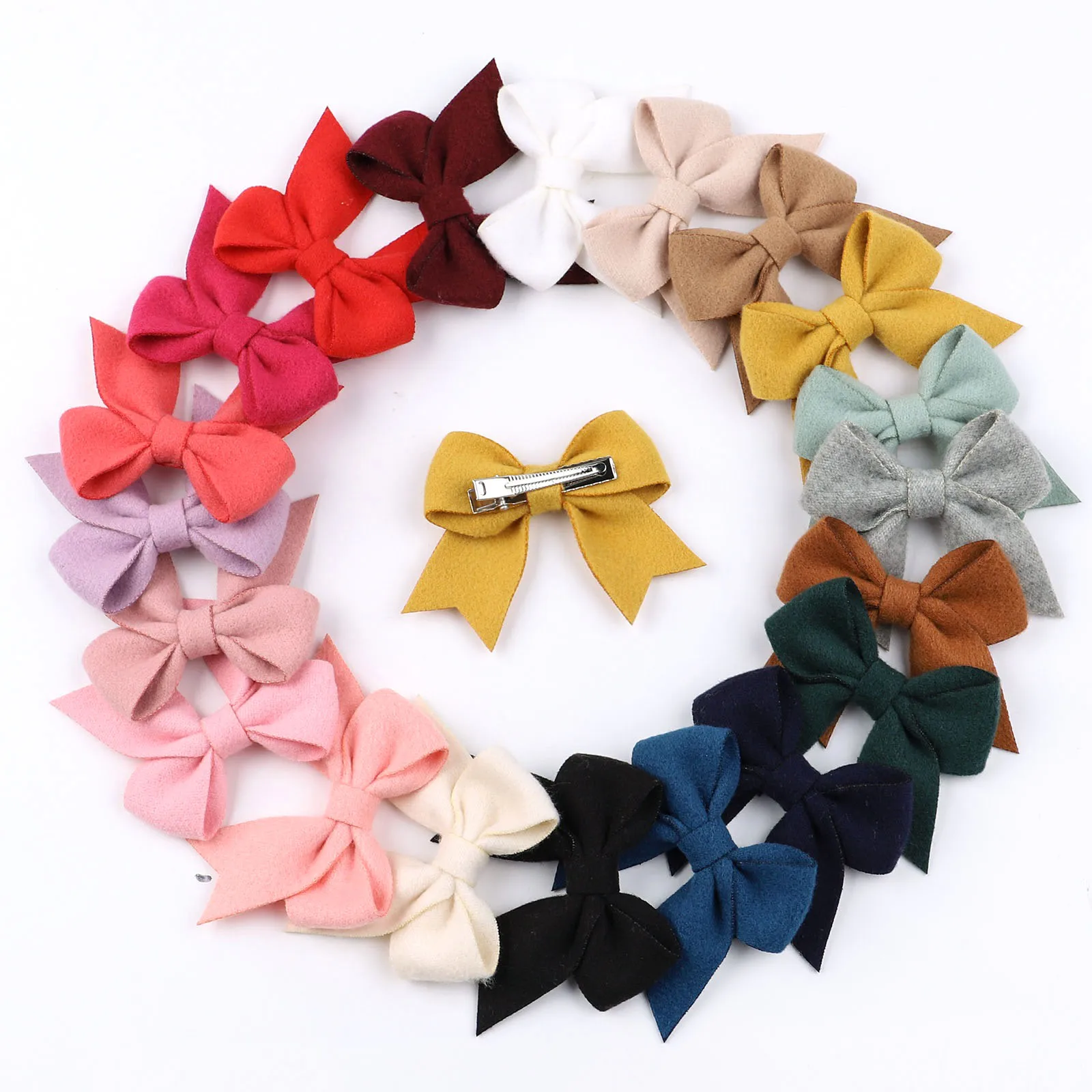 

20Pcs/lot Solid Color Cotton Hairpins For Cute Girls Bowknot Hair Clips Barrettes Headwear Bow Clips Kids Hair Accessories Gifts
