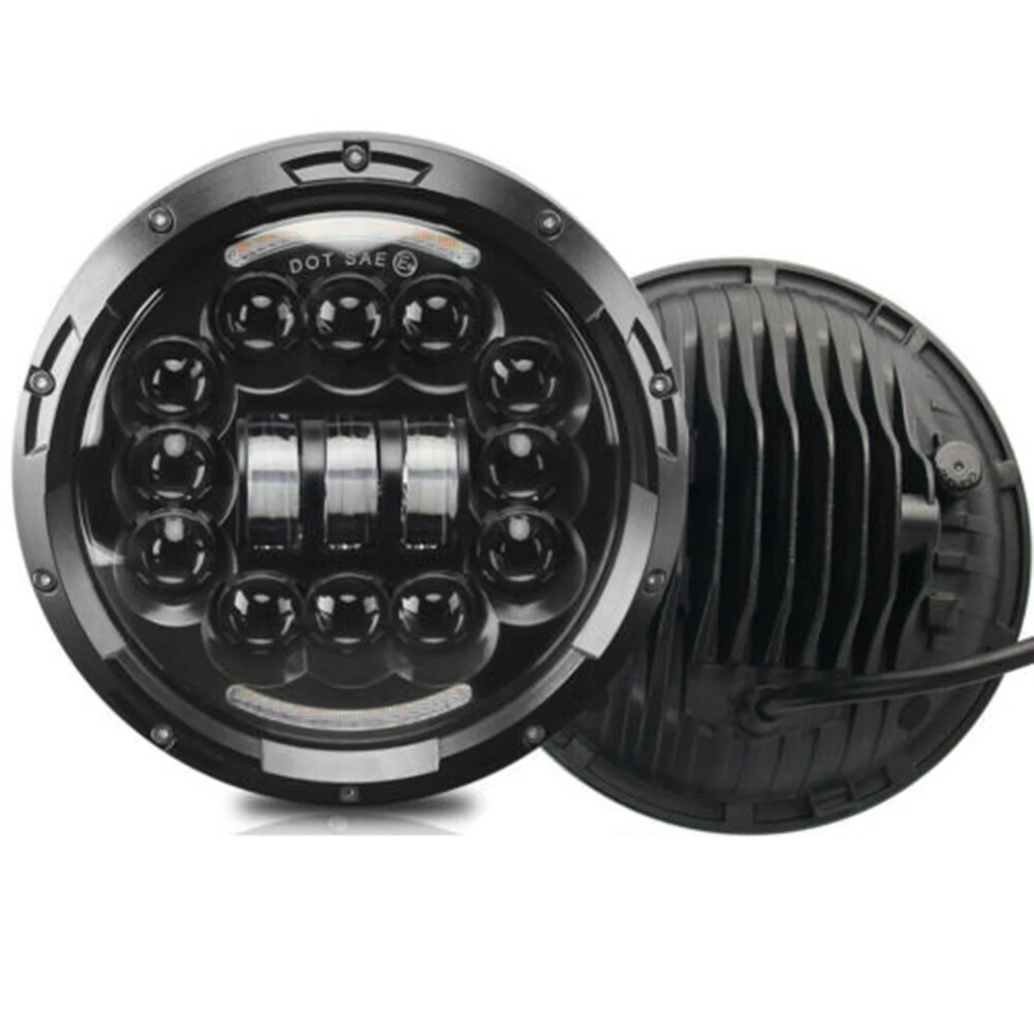 

7 Inch Round LED Headlight Turn Signal DRL head light lamp Angle Eyes for Jeep Wrangler JK LJ