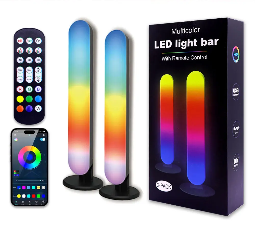 Smart RGBIC LED Strip Lights USB 1-2 Split Kit – Dynamic Color Changing, Music Sync, Remote Control for Bedroom, Gaming Setup, TV Backlight & Party Decoration