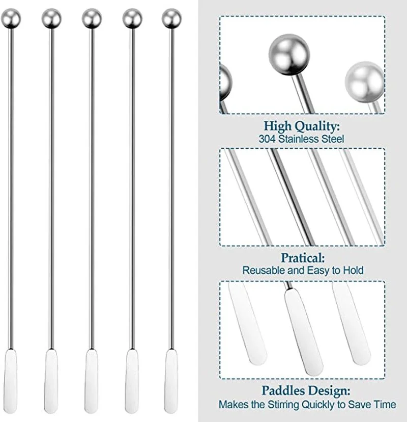 Stainless Steel Cocktail Drink Mixer Bar Stirring Mixing Sticks Muddler Ladle Stirrer Swizzle Sticks Coffee Stirring cocktail stirrers