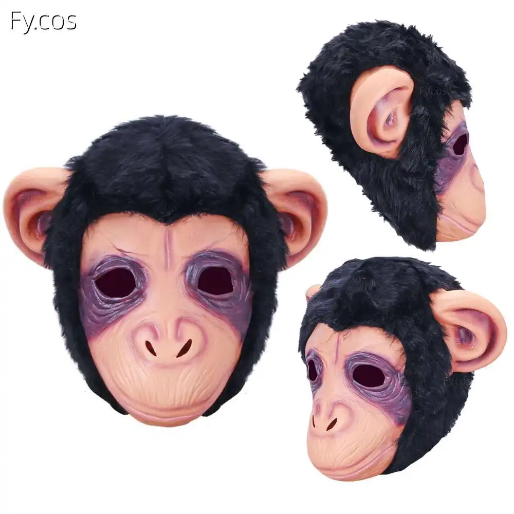 

Monkey Mask Funny Donkey Horse Latex Full Face Prop Carnival Party Cosplay Animal Helmet Accessories Halloween Costume for Adult