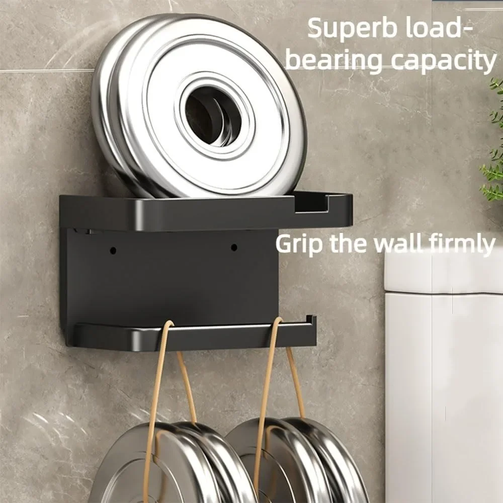 Black and White Gray Storage Rack Kitchen Towel Toilet Paper Rack Plastic Bathroom Wall Roll Paper Mobile Phone Storage