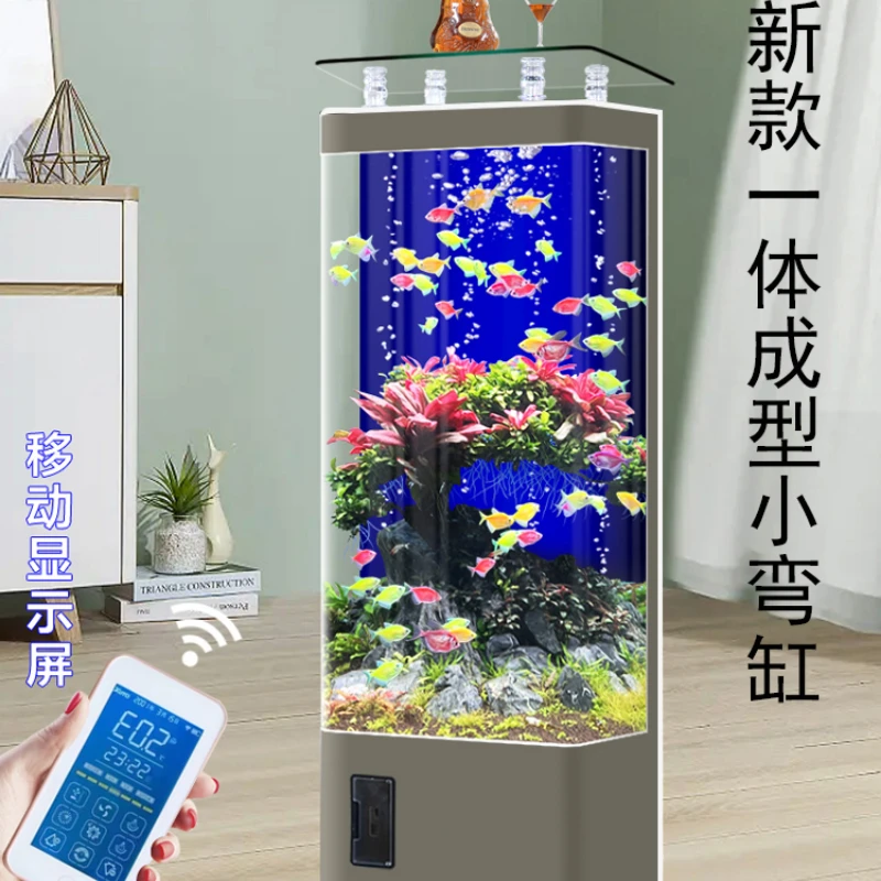 

New square floor standing small back filter goldfish tank in the living room