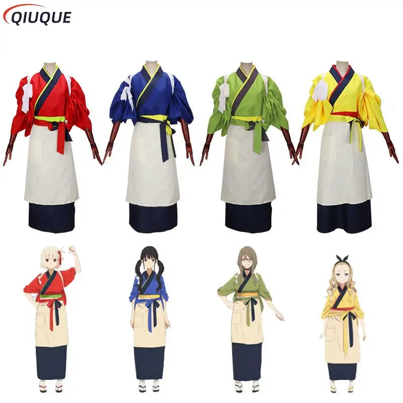 

Lycoris Recoil Cosplay Costume Nishikigi Chisato Inoue Takina Nakahara Mizuki Kurumi Kimono Dress Cafe Workwear LycoReco Outfit