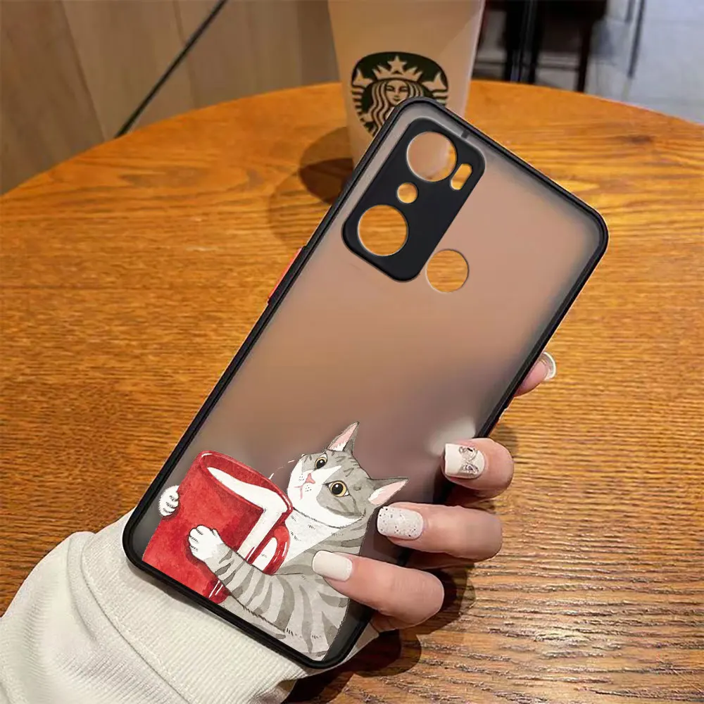 thumbnail image 1 of Matte Case for infinix HOT 20I 12 12I 11 11S 10 10I 10S PLAY 9 Pro POVA 3 CAMON 15 17P Case Funda Cute Cat Cartoon Illustration, 1 of 5