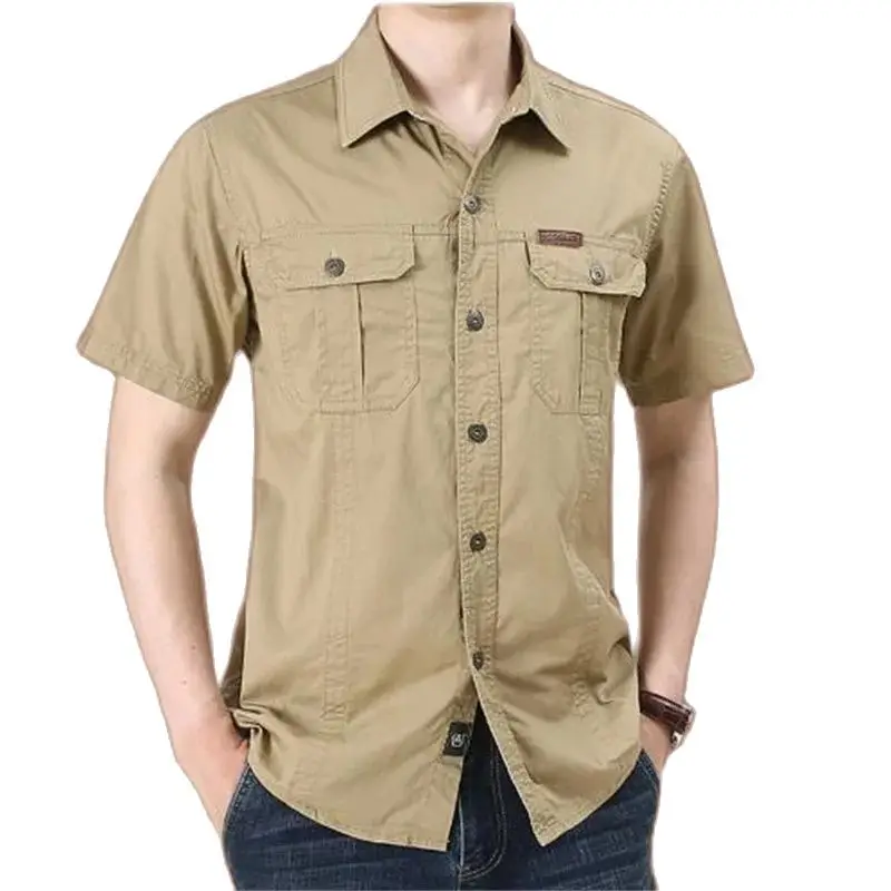 

Plus Size Short Sleeve Shirt M-5XL New Fashion Cotton Tooling Summer Overshirt Men's Leisure Shirt Mens Shirts Tops