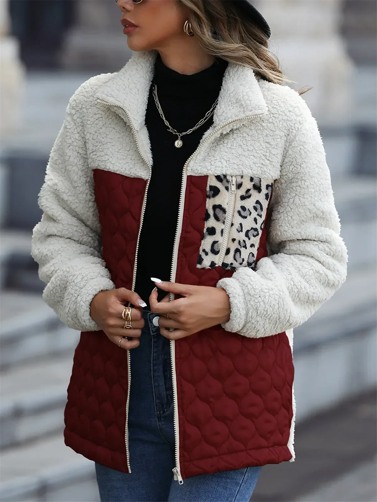 Women's Winter Coat for Woman Thick Warm Jacket Clothing Polar Fleece Black Green Red Brown Grey Women Clothes Female Outerwear