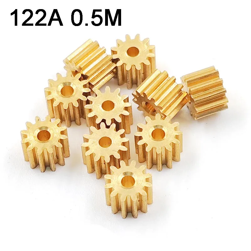 122A 0.5M Copper Gear 12 Tooth Hole 2mm 1.96mm Motor Gearbox Gears Toy Model Pinion 10pcs/lot