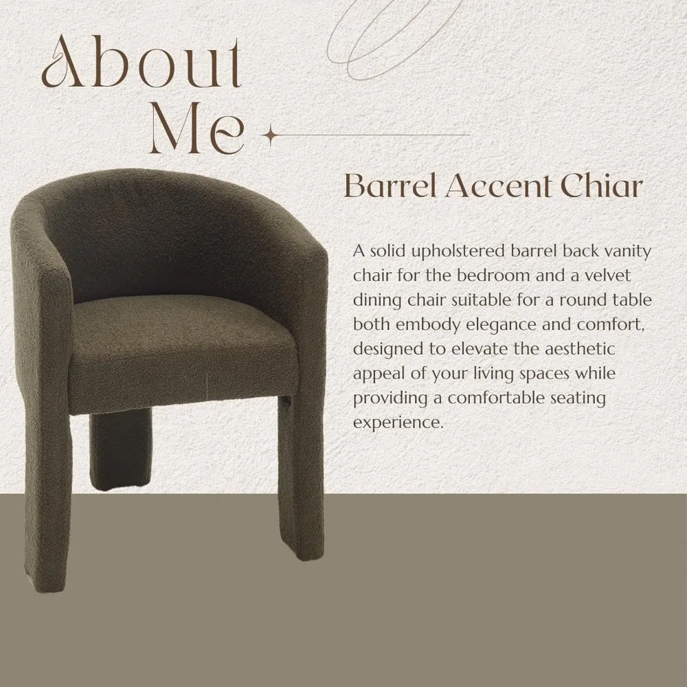 Modern Boucle Dining Chairs Set of 6 Barrel Sherpa Chair, Upholstered Accent Chair with Arms Comfy Side Chair Accent Chair 5