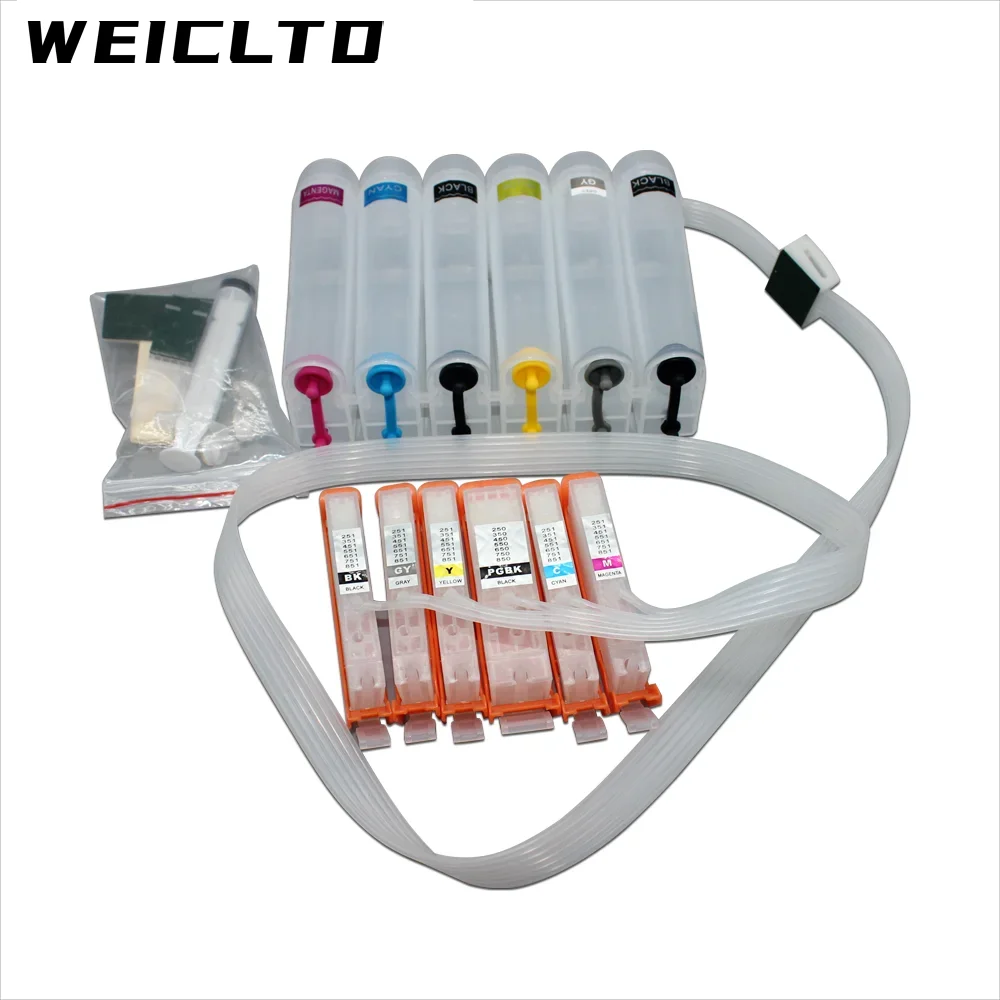 6 색 PGI-750 CLI-751 PGI750 CLI751 Canon MG6370 MG6670 MG7170 MG7570 iP8770 프린터 용 자동 재설정 칩이있는 Ciss 시스템