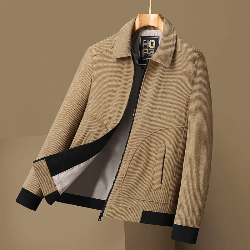

new arrival fahsion Men's Youth Jacket Corduroy Casual Coat Autumn Casual Turn-down Collar Plus Size LXL2XL3XL4XL5XL6XL7XL8XL