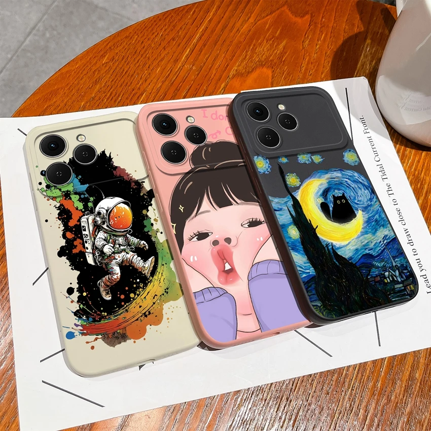 Cute Chubby Girls Pattern Shockproof Silicone Phone Case with Screen Protector