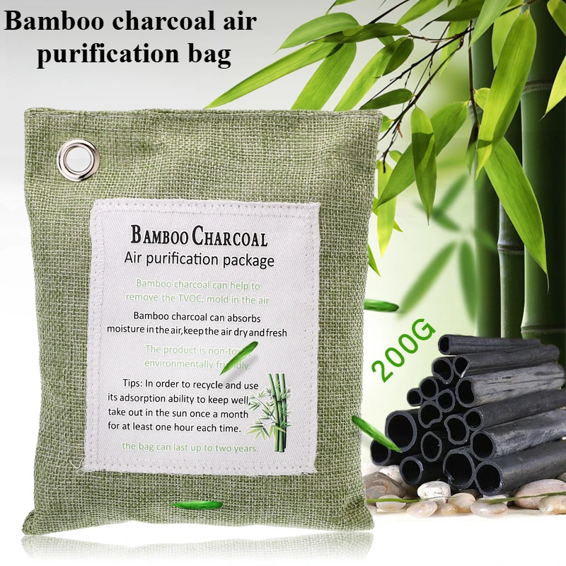 Bamboo Charcoal Bag 200g Natural Bambus Activated Carbon Refrigerator Deodorization Air Purifiers Formaldehyde Removal Household