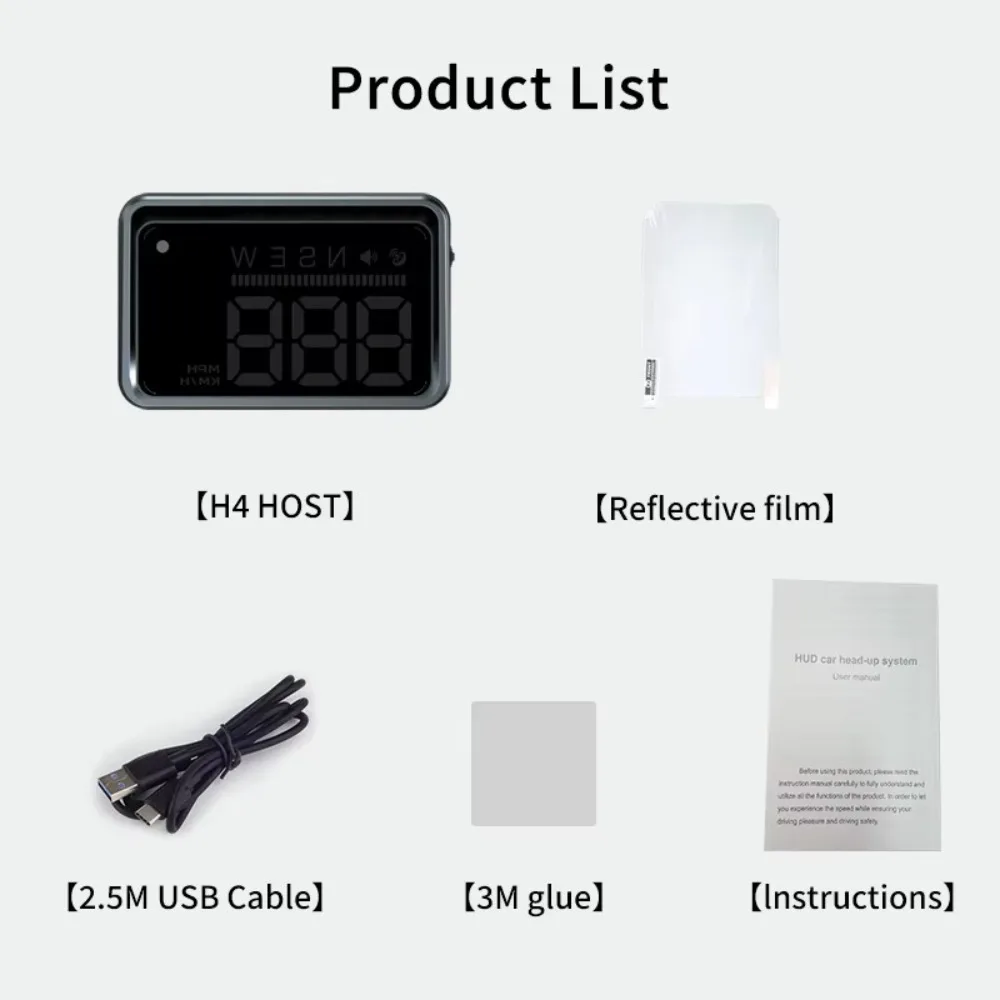 2025 Il più recente tachimetro H4 Auto GPS HUD HUD universale Head-Up-Display Gauge Elettronica per auto - immagine 5