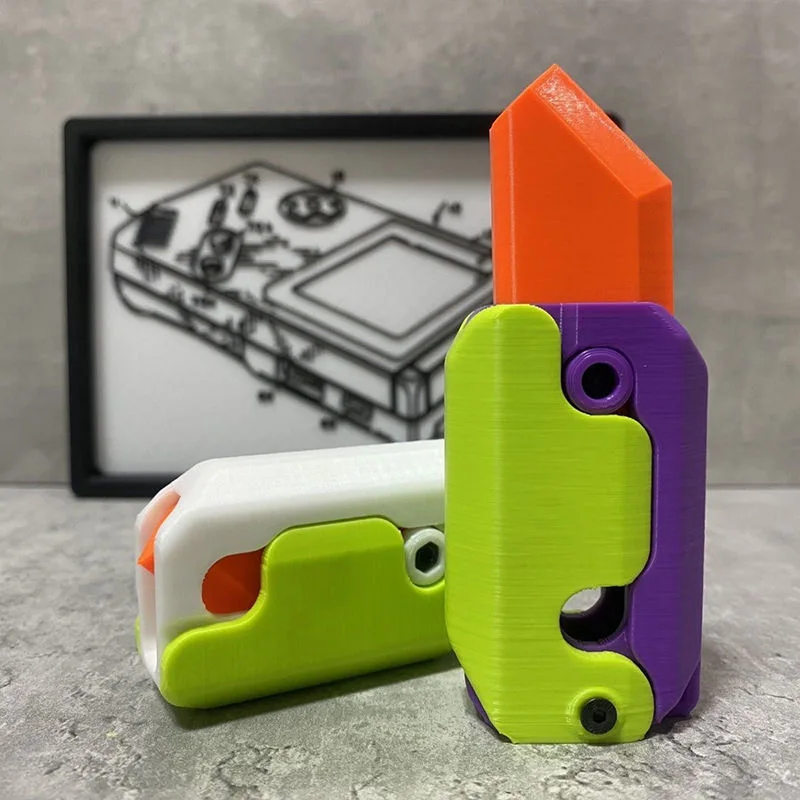 

3D Printing Gravity Jump Small Radish Knife Mini Model Student Prize Pendant Decompression Toy Gift for Boys Fidget Toys