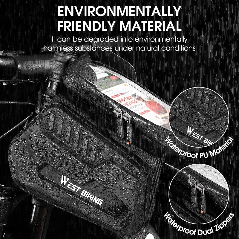Sac De Cadre étanche WEST BIKING 1,8L Avec Support Téléphone - Pour VTT