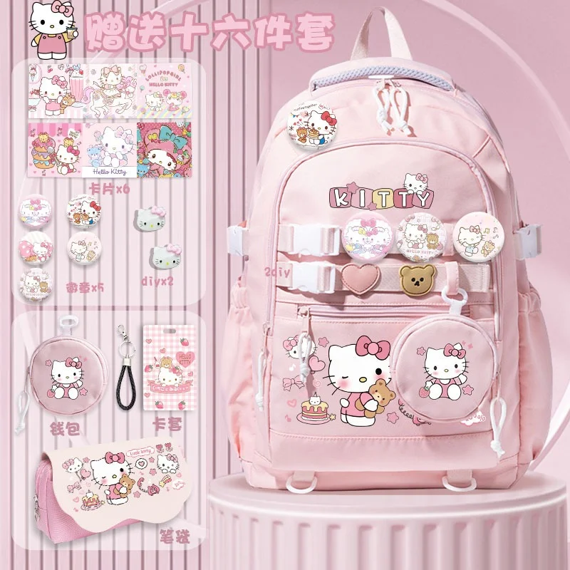 

Sanrio New Hello Kitty Student Schoolbag Cute Cartoon Large Capacity Lightweight Shoulder Pad Men's and Women's College Backpack