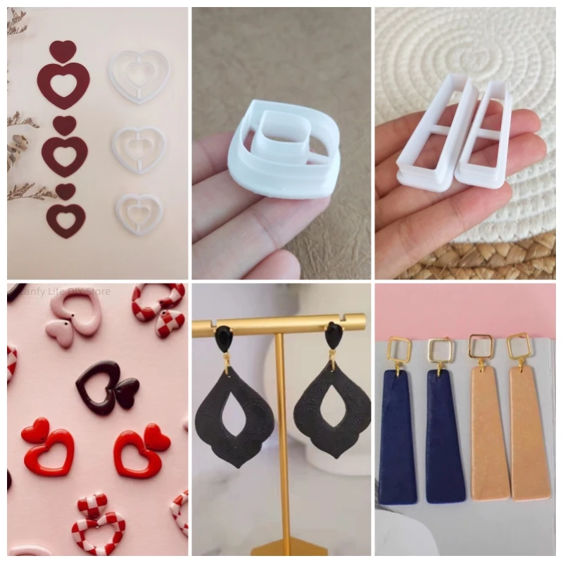 Description Picture 3 of itemGeometry Ring Polymer Clay Cutter Heart/circle/square Soft Pottery Mold DIY Earring Pendant Jewelry Cutting Modeling Clay Tools