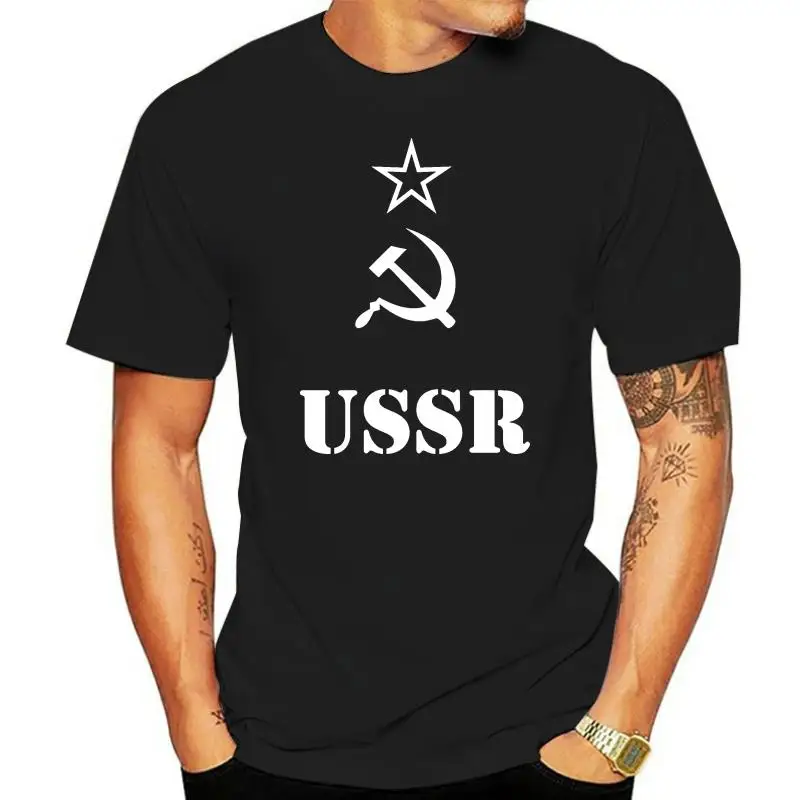

Мужская футболка с коротким рукавом, круглым вырезом и надписью СССР (V)