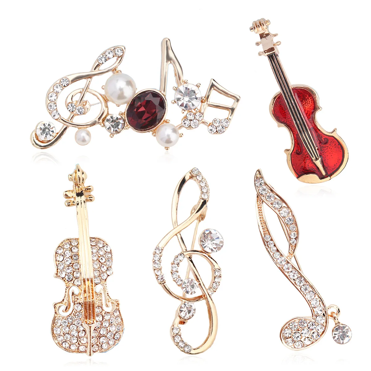 

Fashion Exquisite Brooches Violin Music Symbol Coat Collar Pin Clothes Decoration Suit Dinner Dress Accessories Jewelry Luxury