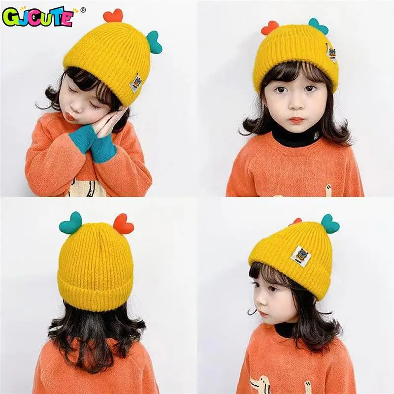 

Kids Beanie Cap Korea Autumn Winter Knitted Infant Newborn Baby Knit Hat Children Cartoon Hat For Boys And Girls Warm Hat 0-4 Y