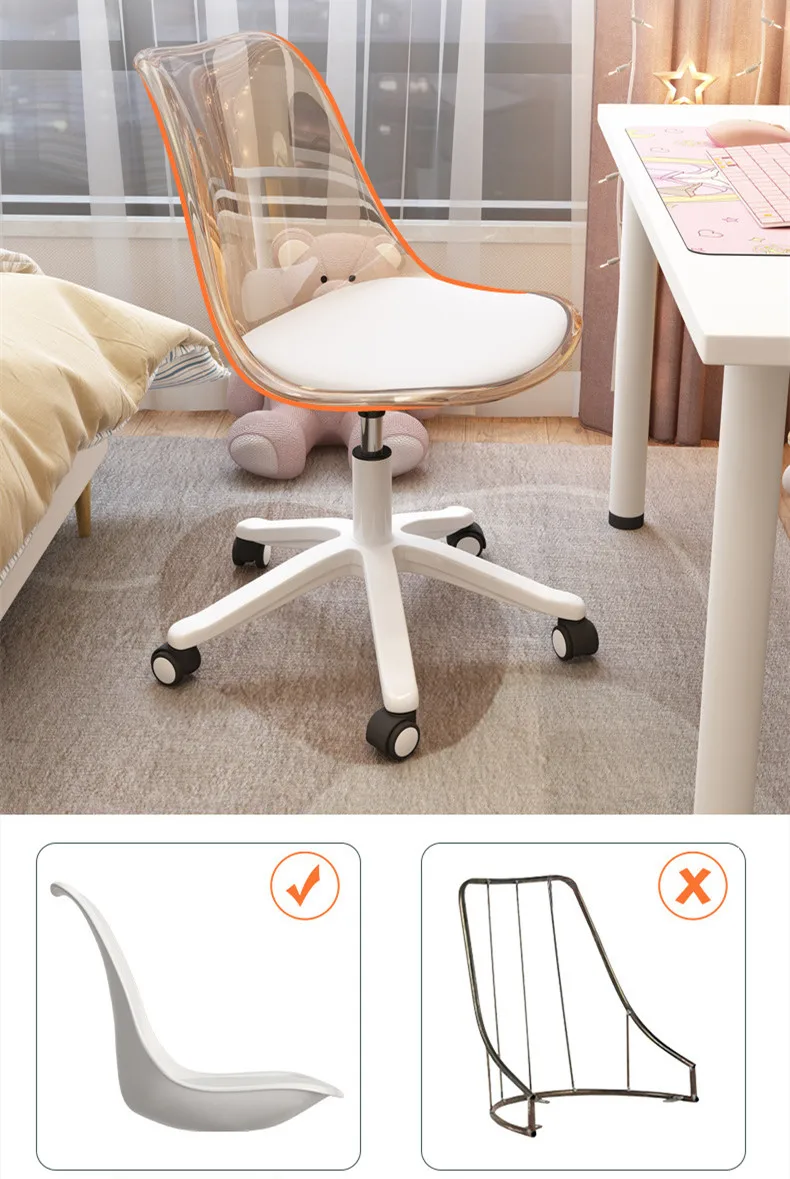 Description Picture 6 of itemModern Acrylic Shell Lounge Lift Chair Simple Home Back Stool Nordic Negotiation Business Chair Transparent Plastic Stool