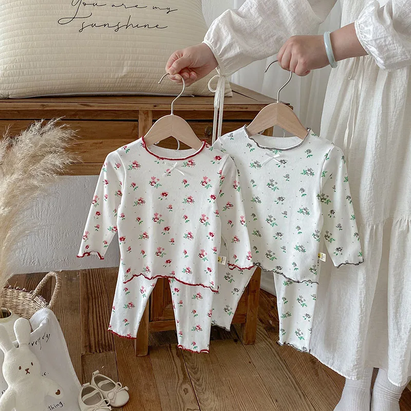Description Picture 2 of itemMILANCEL New Autumn Baby Pajama Set 3M-3T Cute Flower Infant Girls Household Clothes Toddler Thin Loungewear 2PCS