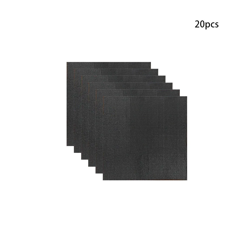 Black Birthday Party Tableware Set - 20-Piece Disposable Plates Cups Paper and Tablecloth