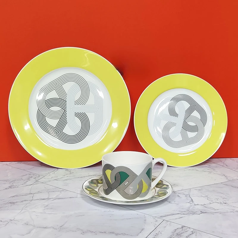 

European-Style Bone China Dish Coffee Set Ceramic Flat Plate Creative Cup and Saucer Fashion Western Cuisine Plate Combination