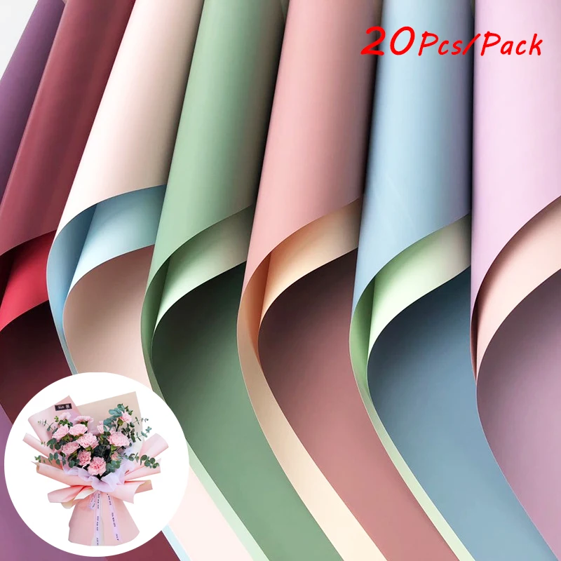 

20 Sheets/set Flower Wrapping Paper, Waterproof Florist Bouquet Paper, DIY Crafts,Double-Sided Colors 58 X 58cm(22.8x 22.8 Inch)