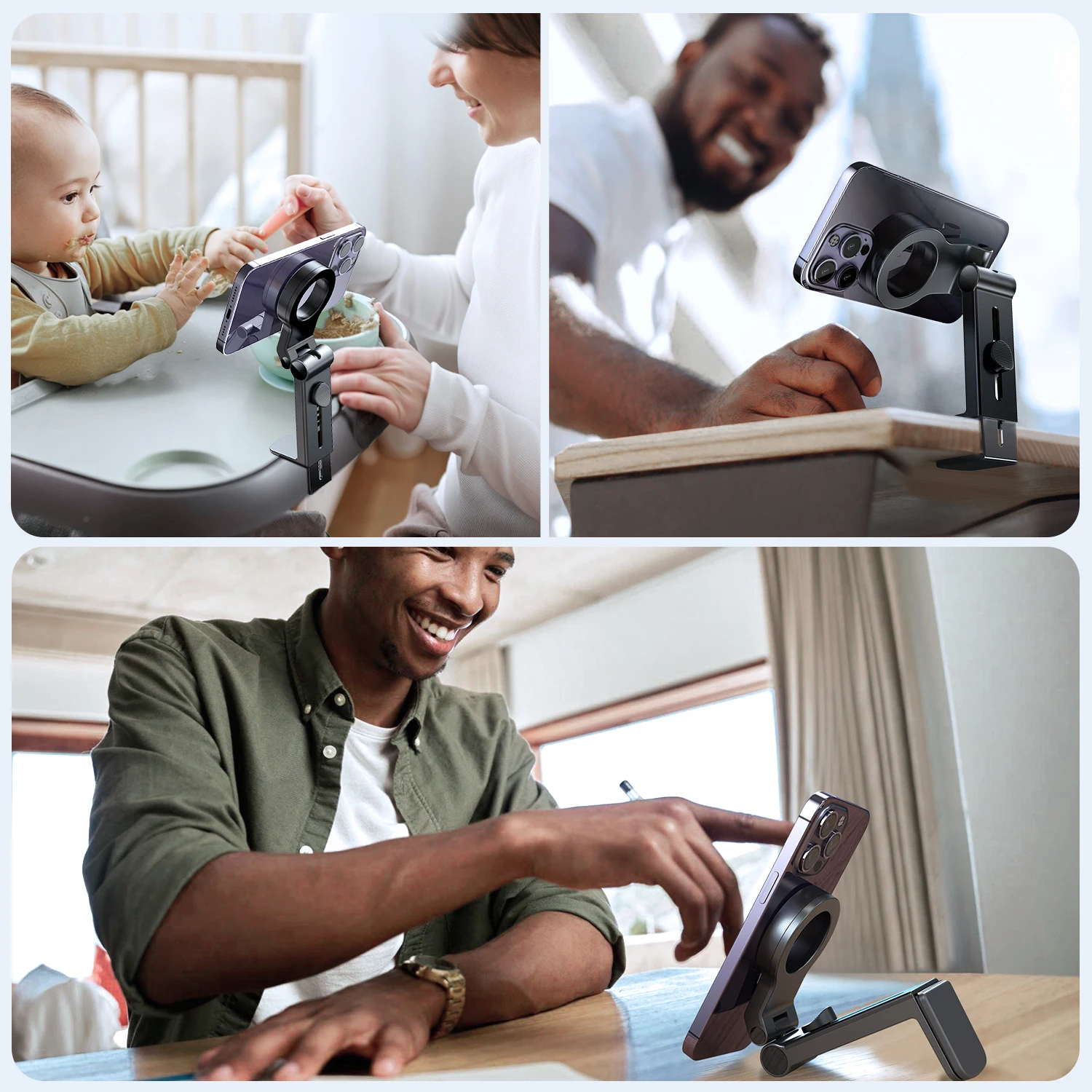 Joyroom Magnetic Airplane Phone Holder for iPhone 15 Pro Max Travel Essentials Flexible Rotation Hands-Free Airplane Phone Mount