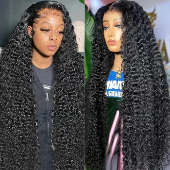 Curly Lace Front Wigs Human Hair 6x4 HD Transparent Deep Curly Lace Front Wig for Women 200 Density Pre Plucked with Baby Hair 1