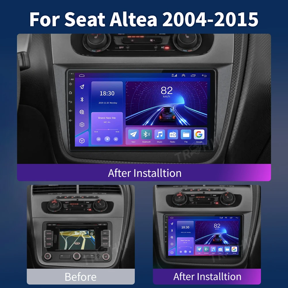Radio Android 16 para coche Seat Altea XL Toledo 2004-2015 reproductor Multimedia estéreo para coche navegación GPS Carplay pantalla táctil QLED 2