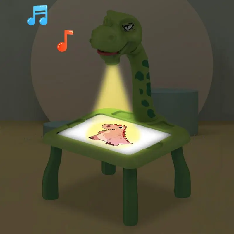 DINOSAUR TABLE WITH PROJECTOR FOR DRAWING + ACCESSORIES COLOUR