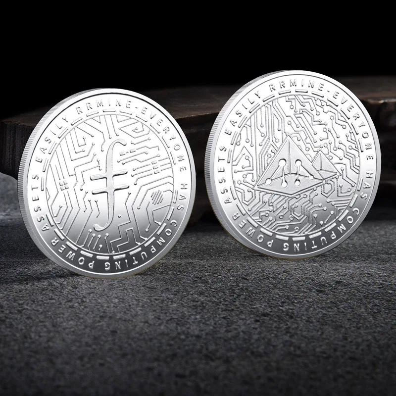 Crypto Currency Coin Collection with Plastic Display Case - Premium Metal Set
