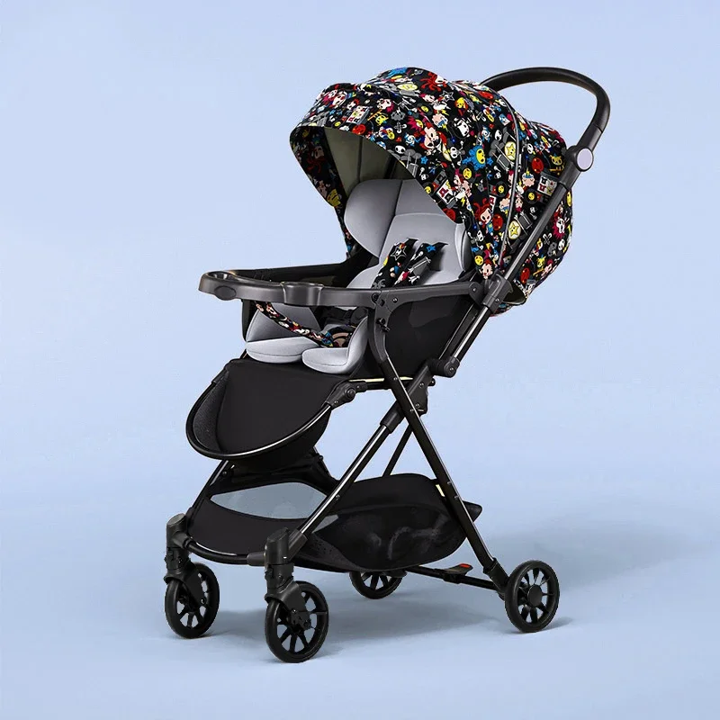 Sitting and reclining stroller 0 to 3 years old Lightweight folding high-view children's baby two-way stroller