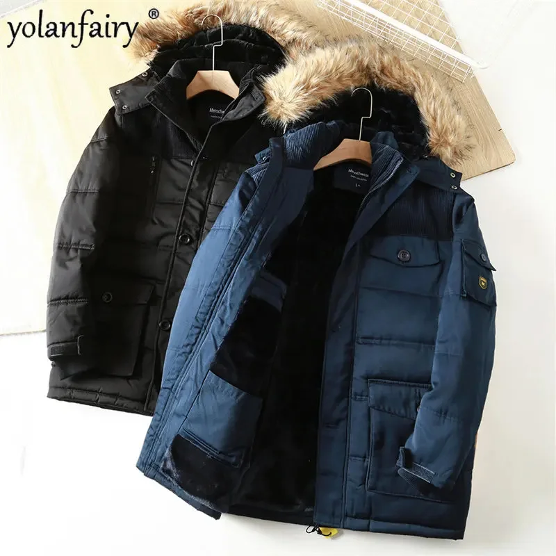 

Work Clothes Men Large Cotton-padded Jacket Men's Clothing Winter Coat Male Coldproof Warm Multi Pocket Wool Collar Overcoat FCY