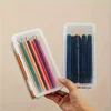 1Pc Large Clear Plastic Storage Boxes with Hinged Lids Perfect for Pens Pencils Crafts Ideal Back To School Office Organizer 4