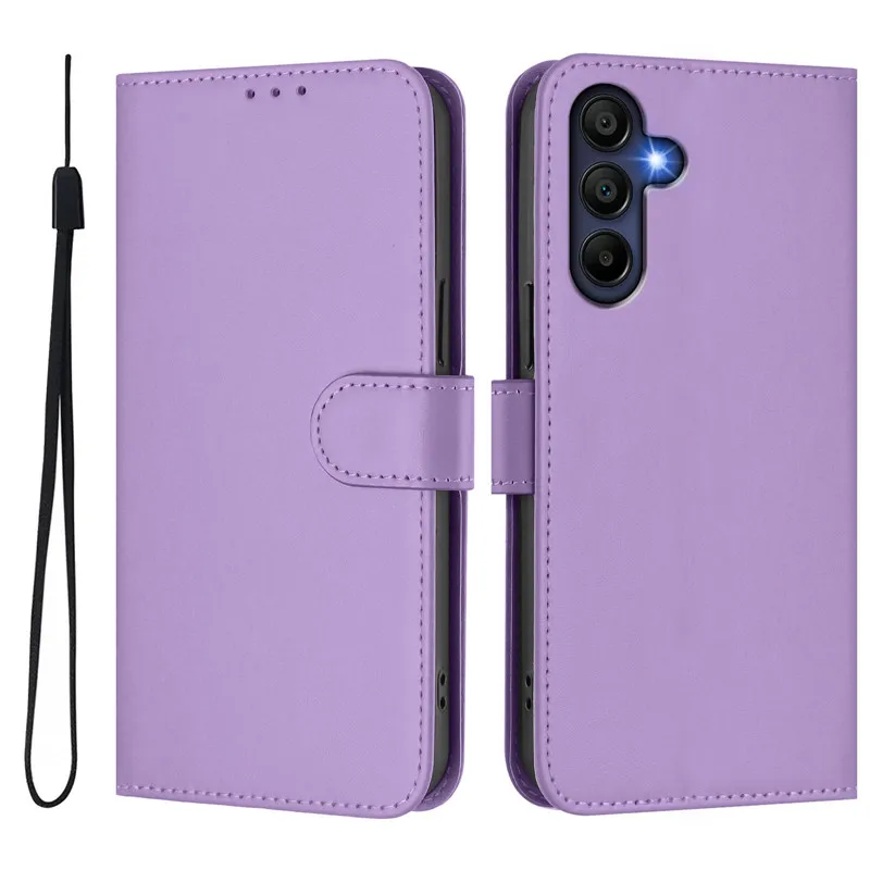 Slim Wallet Flip Cover Phone Case with Magnetic Buckle and Lanyard Attachment