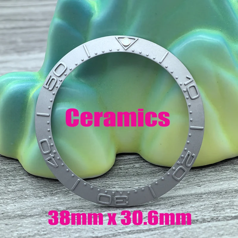 Mod 38 mm x 30,6 mm gebogener Keramik-Lünetteneinsatz, passend für SKX007 SKX009 GMT SUB Uhrengehäuse NH35 NH36 Uhrwerk, Lünettenring, Uhren-Refit-Teil – Detail 3
