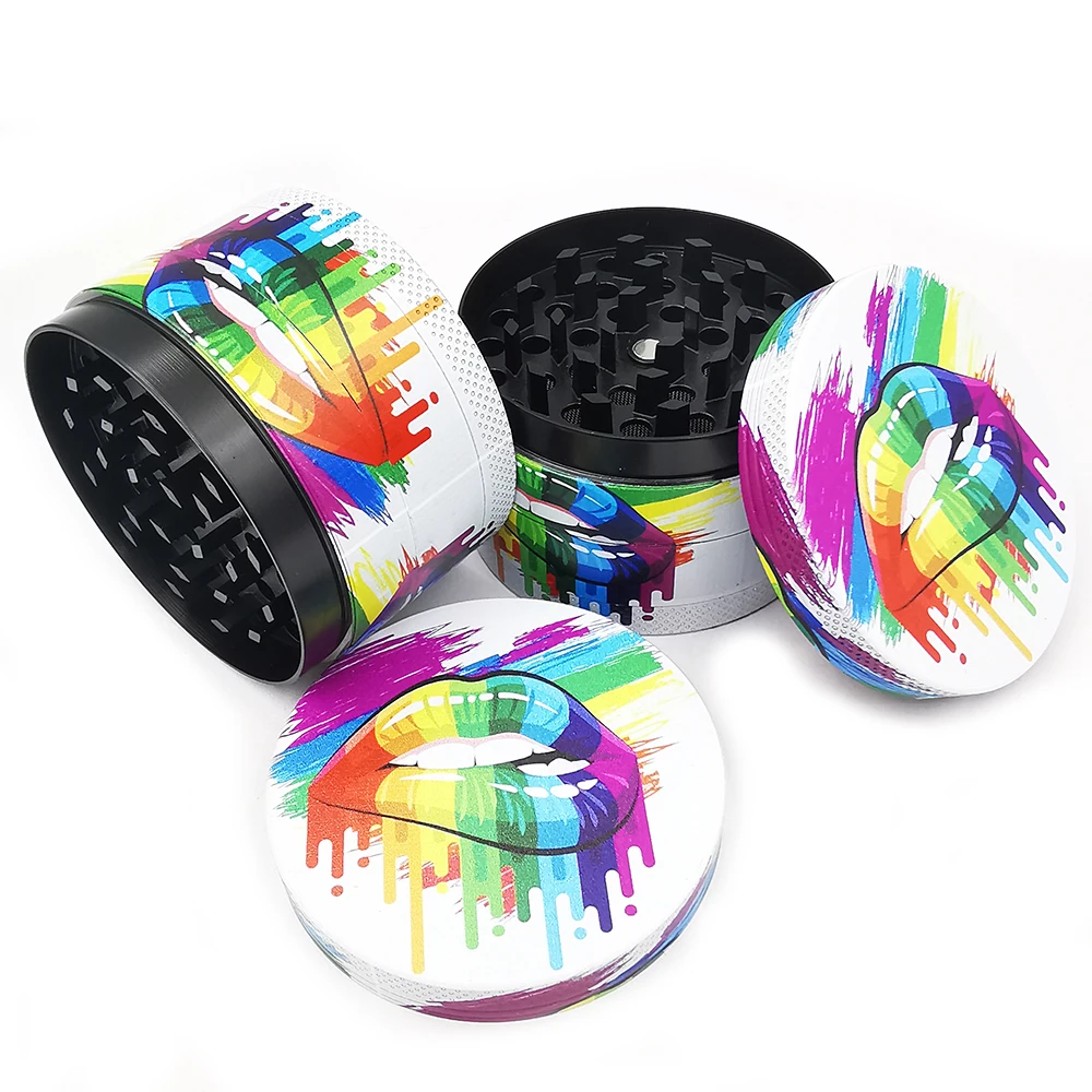 2.4" Metal Grinder 61MM for Smoke Grass 4 Layer Tobacco Grinder Cartoon Accessories Design Cigar Zinc Alloy Pattern Travel Gift