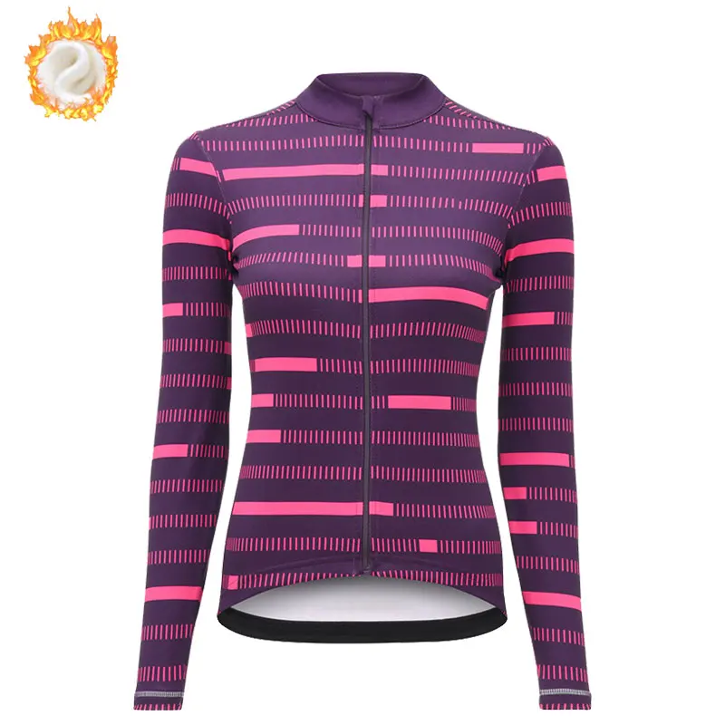 Women Winter Fleece Cycling Jerseys Outdoor Sports MTB Long Sleeves Jersey Warm Mountain Bike Clothing Ropa Ciclismo Mujer
