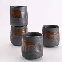 240ml Imitation Stoneware Rib Round Mouth Mug Creative Ceramic Tea Mug Coffee Cup