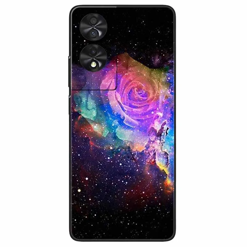 Floral Silicone Soft TPU Phone Cover with Black Bumper