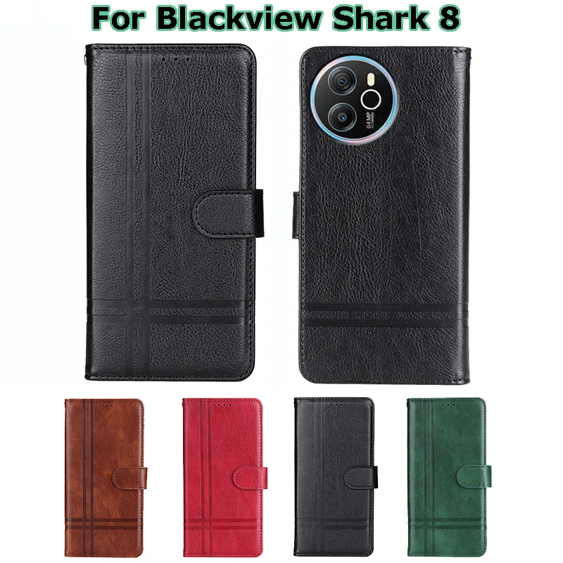 

чехол на Blackview Shark 8 Case Original Leather Capa Wallet Coque Flip Capa Phone Cover For Fundas Blackview Shark 8 Etui 6.78"