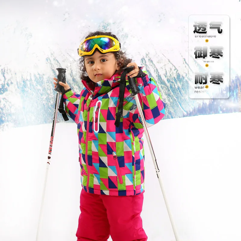 Children's Jumpsuit Ski Jackets Waterproof Warm Boy Girl Coats Kids Mountain Sport Winter Clothes Overalls Snowsuit Skiing Suit