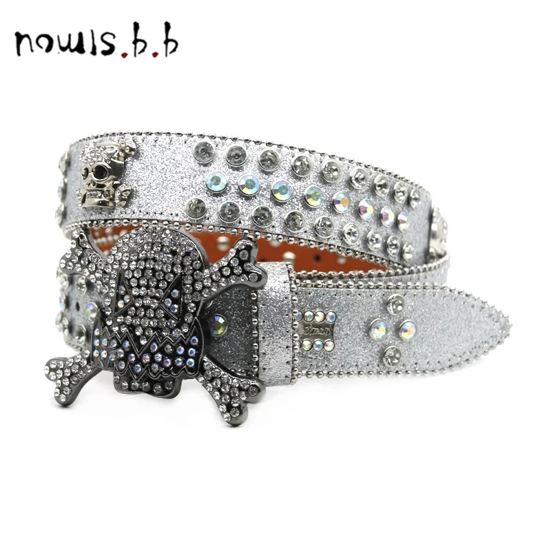 Sabuk Berlian Imitasi Kristal Perak Mewah Barat Penuh Dengan Sabuk Tren Jalanan Kepribadian Punk Hip-Hop Berlian